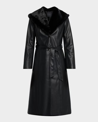 Elie Tahari Vegan Leather Trench Coat