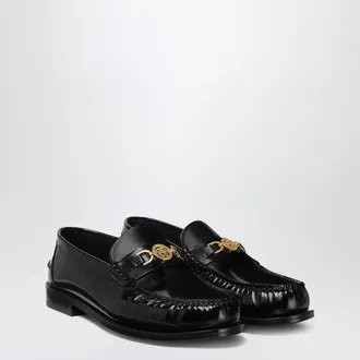 Versace Black Leather Medusa 95 Loafers