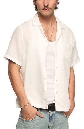 Lucky Brand Notch Collar Short Sleeve Button-Up Shirt in Bright White at Nordstrom, Size Xx-Large