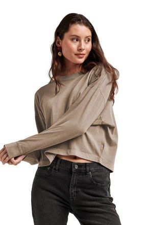 Richer Poorer Inc. The Relaxed Crop Long Sleeve Tee in Warm Grey at Nordstrom, Size X-Large