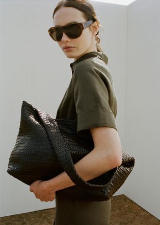 Mango Borsa tipo sacco intrecciata cioccolato - Donna - Taglia unica - MANGO