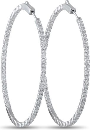 Luxury Bazaar 14K White Gold 2.40ct Diamond Inside-Out Hoop Earrings MF17-111825