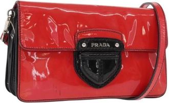 Prada Pre-owned Cross Body Bags, female, Red, Size: ONE SIZE Pre-owned Coated Canvas Cross Body Bag