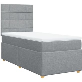 vidaXL Vidaxl - Cama Box Spring Con Colch&oacute;n Tela Gris Claro 80x200 Cm
