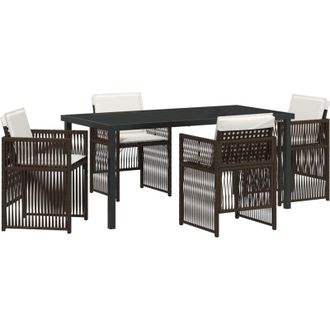 vidaXL Conjunto De Comedor De Jard&iacute;n 5 Pcs Marr&oacute;n Polirat&aacute;n Vidaxl