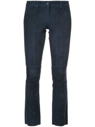 Sylvie Schimmel cropped trousers - women - Suede - 36 - Blue