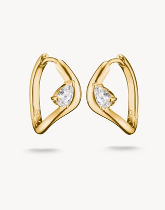 Thomas Sabo orecchini a cerchio con zirconi bianchi a goccia in oro giallo, bianco