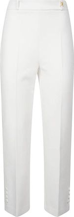 Elisabetta Franchi Straight Leg Pant - Dames - Straight fit broeken - Wit - M - Leer - Broeken