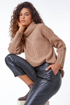 Roman Cable Knit Ribbed Tunic Jumper