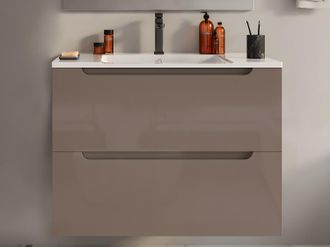 Vente-Unique Mueble simple lavabo suspendido - Gris topo - 80 cm - STEFANIE