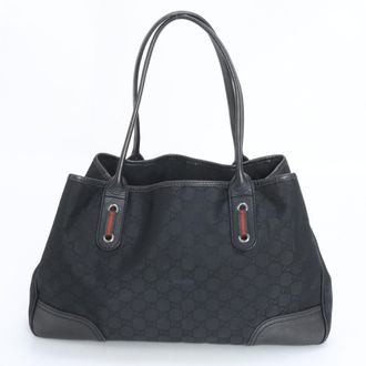 Gucci Black Nylon Leather Handbag Tote Bag (Pre-Owned)