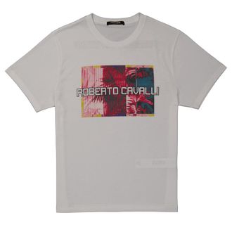 Roberto Cavalli Optic White Camoshot Print Cotton T-shirt, Size X-Small
