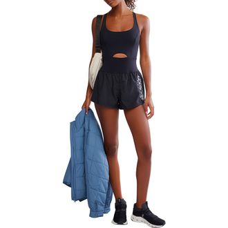 Free People FP Movement Righteous Runsie Reflect Romper in Black Combo at Nordstrom Rack, Size X-Large