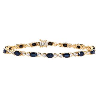 Diamant L'&eacute;ternel Womens 9ct Yellow Gold Sapphire and Diamond Set Fig 8 Link Bracelet - One Size