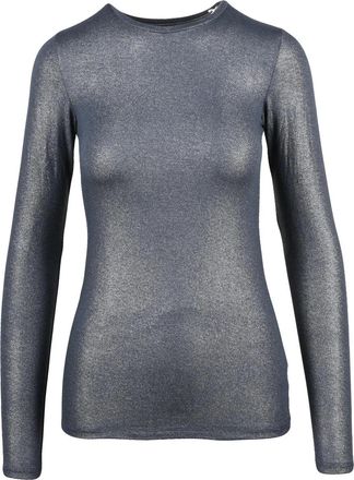 Majestic Filatures Silver/Blue Shimmer Effect Long-Sleeve Viscose-Blend Top