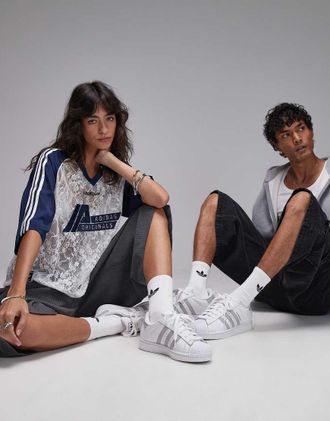 adidas Originals Superstar II - Sneakers bianche e grigie-Bianco