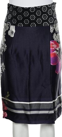 Roberto Cavalli Multicolor Printed Satin Pencil Skirt