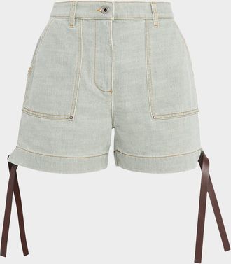 Loewe Leather-Ties Workwear Shorts