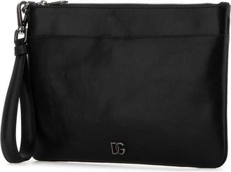 Dolce & Gabbana Mens Calfskin Leather Clutch Black