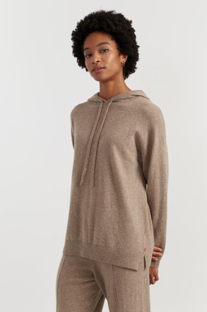 Chinti and Parker Warm-Oatmeal Wool-Cashmere Relaxed Hoodie