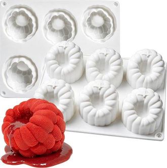 No Brand Molde De Silicona Con 6 Cavidades En Forma De Frambuesa, Molde De Silicona 3d Para Pastel De Mousse, Chocolate, Gelatina Y Postres. Molde Para Hornear
