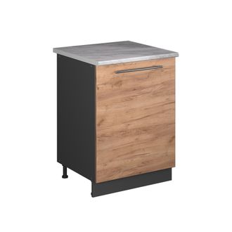 Vicco Mueble Bajo De Cocina Fame-line, Roble Dorado/antracita, 60 Cm 1 Puerta Con Encimera, Vicco