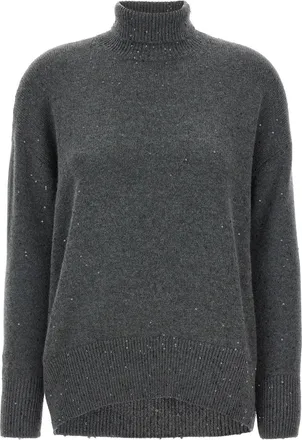 Brunello Cucinelli Sequin Sweater Maglioni Grigio-Donna