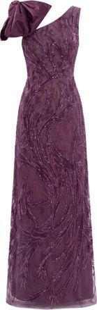 Saiid Kobeisy Asymmetrical Embroidered Dress With Bow