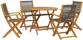 vidaXL vidaXL 5 Piece Garden Dining Set Grey Polypropylene and Solid Wood