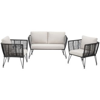 TecTake Garden Furniture Set Sundo in Dark Grey | Size: 4 Person