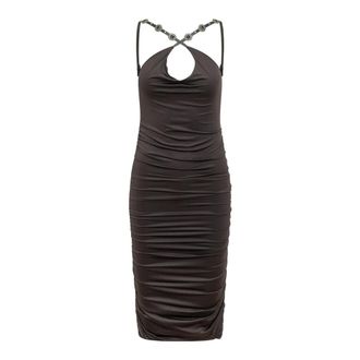 Pinko Cassino Dress - Dames - Casual kleedjes - Zwart - L - Leer - Kleedjes