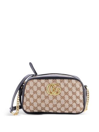 Gucci GG Marmont Shoulder Bag Diagonal Quilted GG Canvas with Leather Small crossbody bag - Black