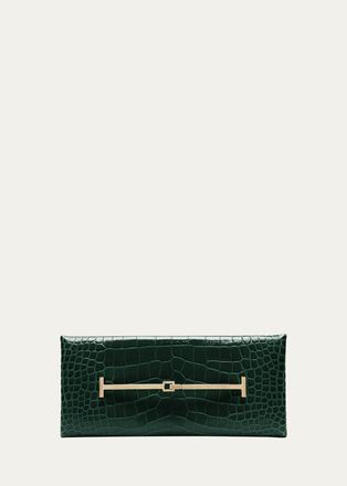 Tom Ford Arc Croc-Embossed Leather Clutch Bag