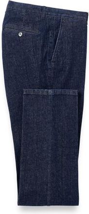 Paul Fredrick Denim Flat Front Pants in Dark Blue at Nordstrom, Size 40 X 32