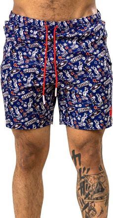 Maceoo Swim Marthyr Print Swim Trunks in Black at Nordstrom, Size 6