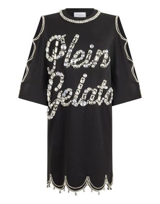Philipp Plein Mini T-Shirt Dress Crystal Waves