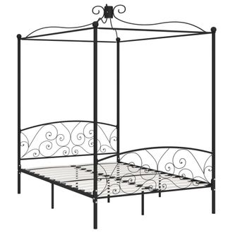 Berkfield Home Canopy Bed Frame Black Metal 120x200 cm | Size: Small Double