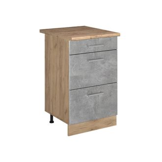 Vicco Mueble Bajo De Cocina R-line, Hormig&oacute;n/roble Dorado, 50 Cm Encimera Roble Dorado, Vicco