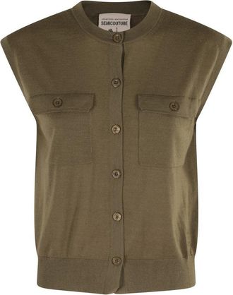 Semicouture Brigida Sleeveless Gilet With Flap Pockets