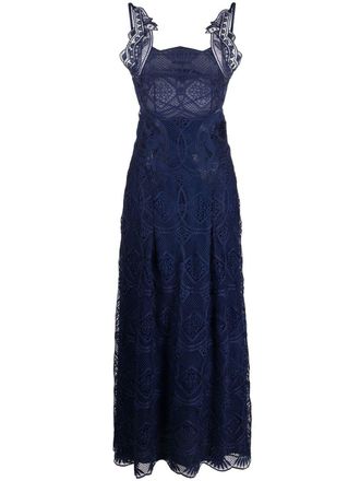 Alberta Ferretti pattern-lace sleeveless maxi dress - women - Acetate/Polyester/Polyamide/Spandex/Elastane/Silk - 42 - Blue