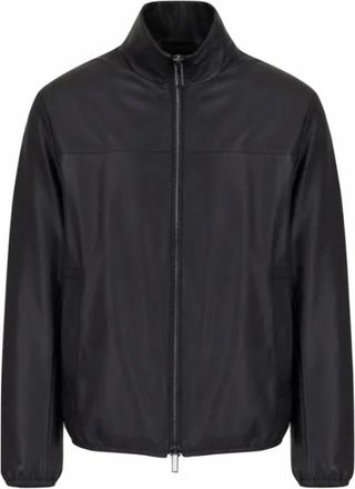 Armani Luxe Lamsvacht Leren Bomberjack - Heren - Zomerjassen - Blauw - L - Leer - Jassen
