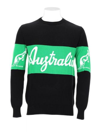 GCDS Graphic Black Sweater With Green Accent And Iconic Motifs