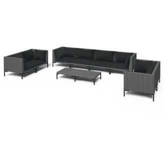 vidaXL 9 Pcs Conj. Sal&oacute;n De Jard&iacute;n Con Coj&iacute;n Gris Gris Gris