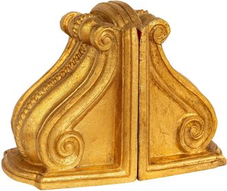 Biscottini International Un Par De Sujetalibros De Madera Con Acabado De Pan De Oro Antiguo, Hechos En Italia