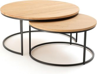 La Redoute Interieurs Set van 2 nesting salontafels in eikenhout Hiba