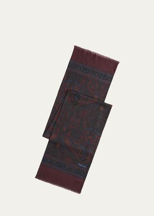 Ralph Lauren Purple Label Mens Paisley Cashmere-Silk Scarf