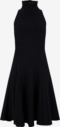 Alaia Midi-Strickkleid mit Stehkragen Fit Flare