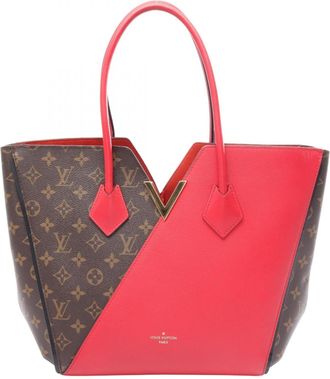 Louis Vuitton Brown Monogram Red Color Coated Canvas Leather Handbag Tote Bag (Pre-Owned)