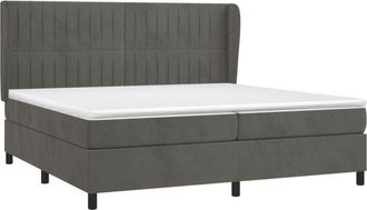 vidaXL Vidaxl - Cama Box Spring Con Colch&oacute;n Terciopelo Gris Oscuro 200x200 Cm