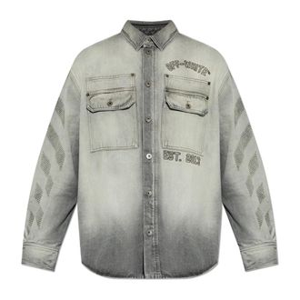 Off-white Denim Shirts, male, Gray, Size: 2XL Denim Shirt With Pockets